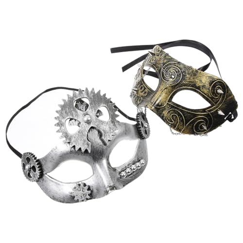 BESPORTBLE 2 Stück Steampunk Masquerade Masken Verstellbar Leichtes Halbgesichts Maskenpaar für Karneval Maskenball Kostüm Damen und Herren Retro Design mit Zahnradkrone und Kettenakzent BESPORTBLE 2 Stück Steampunk Masquerade Masken Verstellbar Leichtes Halbgesichts Maskenpaar für Karneval Maskenball Kostüm Damen und Herren Retro Design mit Zahnradkrone und Kettenakzent von BESPORTBLE