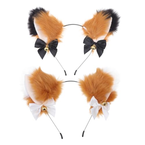 BESPORTBLE 2 Stück Stirnband mit Katzenohren Tierstirnband Haarreifen aus Stoff einfache Haarreifen Fuchsohren Haarspange Dekoratives Haarband Mädchen Haarzubehör Haarpflegezubehör von BESPORTBLE