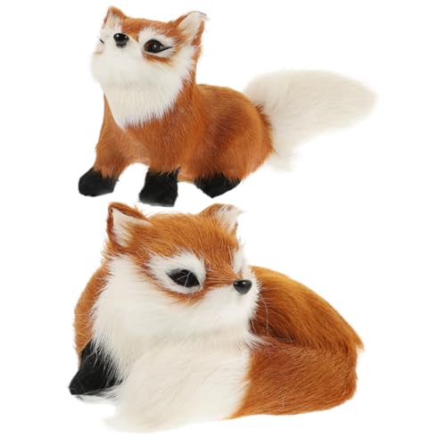 BESPORTBLE 2 Stück Teiliges Fuchs Realistische Tiermodelle Niedliche Cartoon Figuren Tischdekoration als und Wohnaccessoire von BESPORTBLE