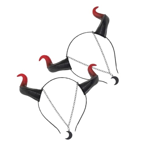 BESPORTBLE 2 Stück Teiliges Halloween Hörner Stirnband Kunststoff Leichtes Bequemes Cosplay Haarschmuck für Party Karneval Maskerade Unisex Zubehör Rote und Schwarze Farbgebung von BESPORTBLE
