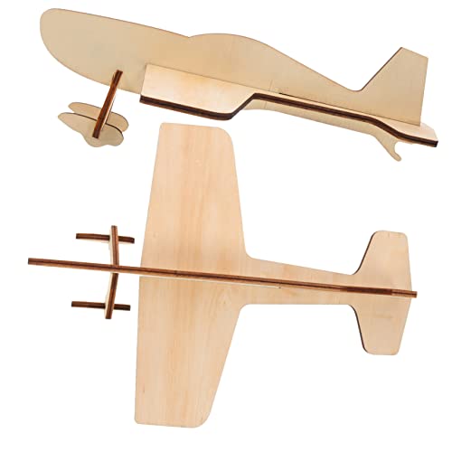BESPORTBLE 2 Stück Teiliges Holzflugzeug Modellbausatz DIY Puzzle Vorgefertigte Holzteile Einfach Zusammenzubauen Kreatives Bastelset für Jungen und Mädchen von BESPORTBLE