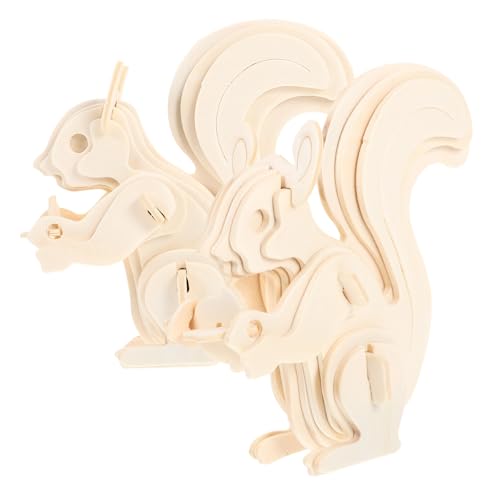 BESPORTBLE 2 Stück Teiliges Holzpuzzle Squirrel Tiermodell DIY Holzspielzeug Fördert Konzentration Hand Auge Koordination und Räumliches Pädagogisches Lernspielzeug von BESPORTBLE