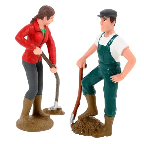 BESPORTBLE 2 Stück Teiliges Miniatur Bauernpaar Realistische Simulation Bauernhof Figuren Detailreiche Landarbeiter Modelle für Haus und Gartendekoration Lebensechte Bauernhof Landschaft von BESPORTBLE