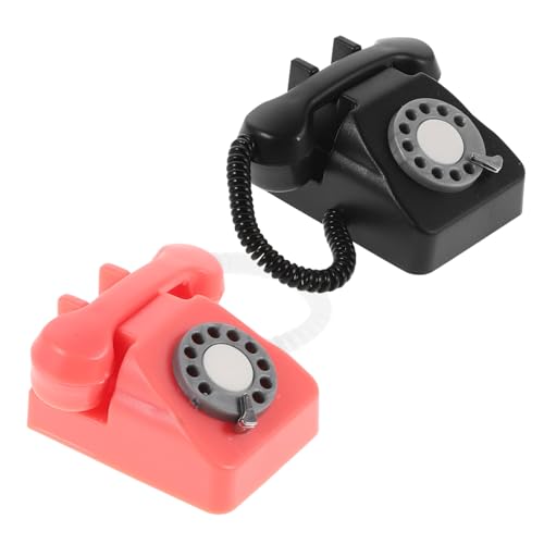 BESPORTBLE 2 Stück Teiliges Miniatur Retro Telefon Vintage Miniatur Wählscheiben Telefon Puppenhaus Dekoration Fotorequisite Detailgetreu Realistisch von BESPORTBLE