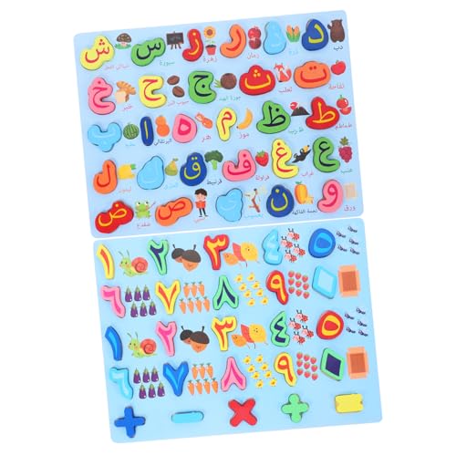 BESPORTBLE 2 Stück Teiliges Montessori Alphabet und Zahlenpuzzle aus Holz für Kleinkinder Pädagogisches Frühen Entwicklung und des Buchstabenerkennens von BESPORTBLE