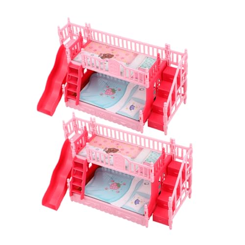 BESPORTBLE 2 Stück Teiliges Puppenhaus-etagenbett Miniatur Möbel mit Leiter und Rutsche Kindersicheres Spielhaus Zubehör für Kreatives Rollenspiel im Kinderzimmer von BESPORTBLE