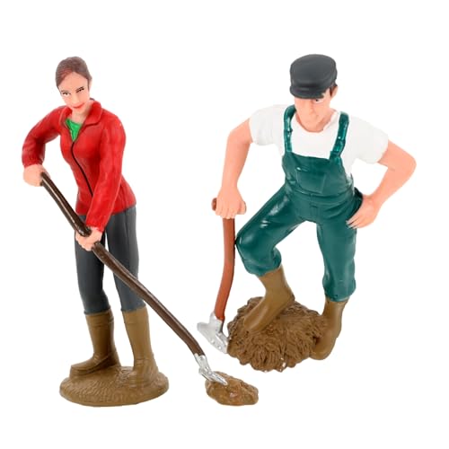 BESPORTBLE 2 Stück Teiliges Realistische Miniatur Farmer Dekoration mit Detailreicher Oberfläche Kunststoffmodell für Bauernhof Diorama Geschenk von BESPORTBLE