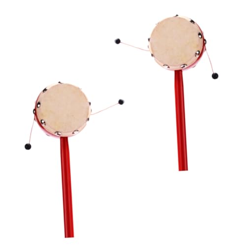 BESPORTBLE 2 Stück Teiliges Sheepskin Handtrommel mit Holzgriff Traditionelles Chinesisches Musikinstrument zur Musikalischen Früherziehung für Junge Mädchen von BESPORTBLE