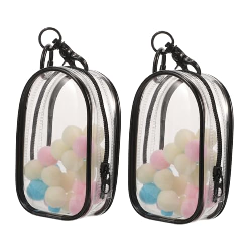 BESPORTBLE 2 Stück Transparente Tragbare Aufbewahrungstasche für Mini Figuren und Puppen mit Staubschutz Schlüsselanhänger und Flauschigem Anhänger für Sammler und Unterwegs von BESPORTBLE