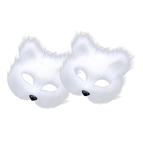 BESPORTBLE 2 Stück halbe Gesichtsmaske halloween masken halloweenmaske masken zu halloween fox mask Plüschfuchsmaske Fuchsmasken halloween deko Kostümzubehör Fuchs-Cosplay-Maske Plastik Weiß von BESPORTBLE