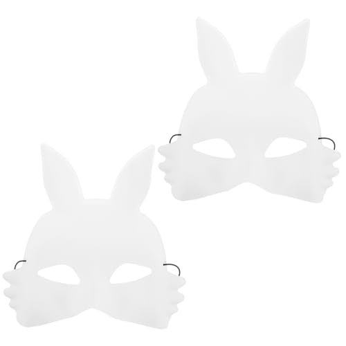 BESPORTBLE 2 Stücke Leere Kaninchenmaske halbmaske halloween Halbgesichtige Hasenmaske masken halloween Halloween-Maske Halloween-Cartoon-Maske Halloween -Masken PVC Weiß von BESPORTBLE
