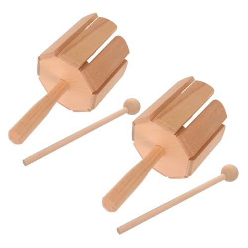BESPORTBLE 2 Stücke Orff Octaphone Musical Instruments Montessori Percussion Musical Einfache Percussion Instrumente Holz Beige von BESPORTBLE
