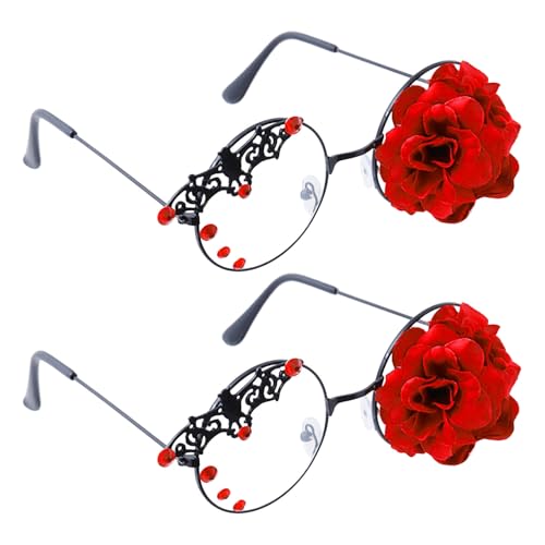 BESPORTBLE 2 stylische Retro-Lolita-Brillen – Steampunk-inspirierte Brille mit Rose – für Damen-Gothic-Kostüme, Lolita-Partys und Cosplay-Events von BESPORTBLE