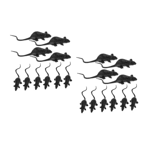 BESPORTBLE 20 Stck. Teiliges Halloween Dekorationsset Simulation Mäuse Tricky Requisiten Realistische Schwarze Ratten für Party Gruselige Deko Haunted House Carnivals von BESPORTBLE