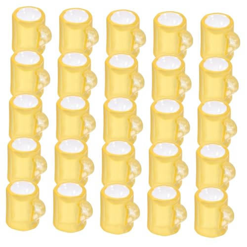 BESPORTBLE 20 Stück Mini-Bierkrug Dekoration für Puppenhäuser Dollhouse Dekorationen Szenenzubehör Miniatur -Dinge Küchenzubehör für Puppenstuben Miniaturspielzeug Dollhouse Decor Harz Gelb von BESPORTBLE