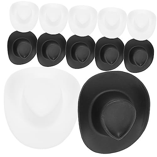 BESPORTBLE 20 Stück Mini Cowboyhut Miniaturhüte für Puppen Kuchendekoration Schwarze Weiße Hüte für Bastelprojekte DIY und Hausdekoration von BESPORTBLE