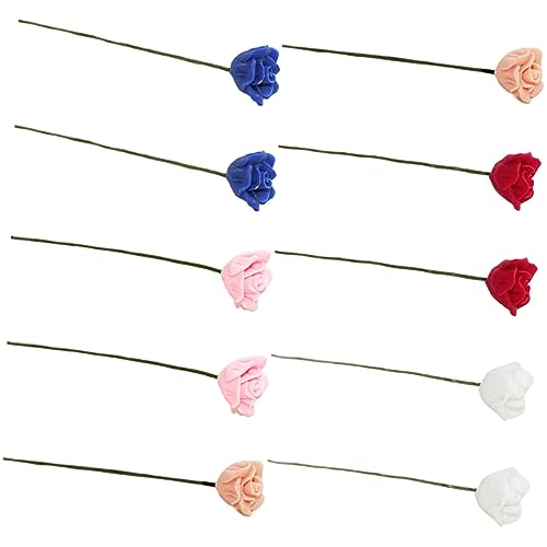 BESPORTBLE 20 Stück Mini-Rosenstrauß künstliche Blumen Outdoor künstlich Garten Mini-Fake-Rose Miniatur Blumen künstlich Blumenmodell Sich selber Machen Ton von BESPORTBLE