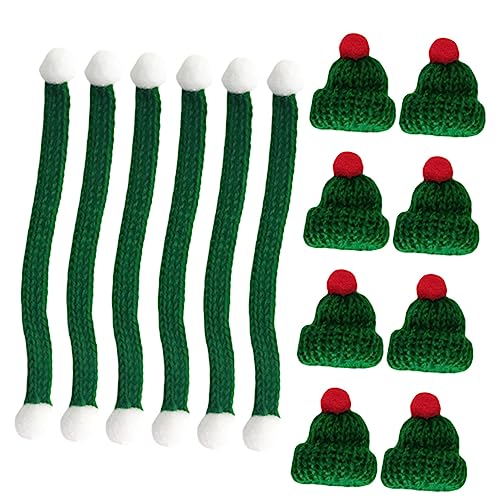 BESPORTBLE 20 Stück Mini Strick Weihnachtsmützen und Grüne Strickschals DIY Weihnachtsdeko für Handwerk Puppen und Geschenkverpackungen Robuste Xmas Supplies für Party und Familienfeier von BESPORTBLE
