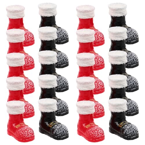 BESPORTBLE 20 Stück Mini-Weihnachtsmannschuhe: Miniatur-Weihnachtsmannstiefel, Weihnachtsdekoration, Puppenhausschuhe für DIY-Bastelornamente, Urlaubsrequisiten von BESPORTBLE
