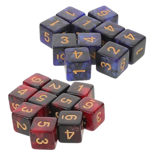 BESPORTBLE 20 Stück Teiliges Acrylwürfel Zahlen Sechsseitige Zweifarbige Galaxy-Design Würfel für Brettspiele Ersatzwürfel für Partyspiele und Tabletop-strategiespiele Robust und Präzise von BESPORTBLE