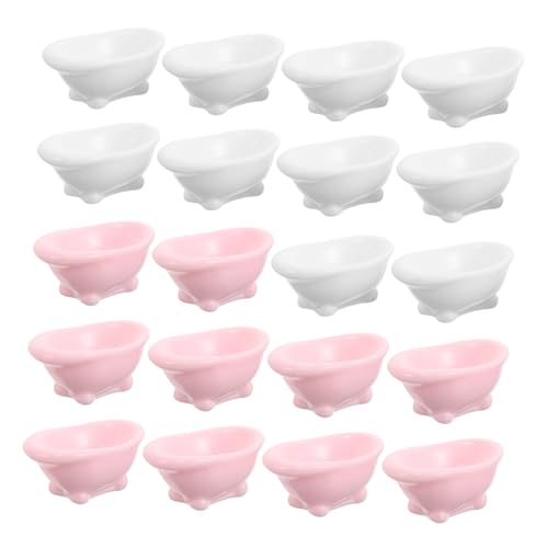 BESPORTBLE 20 Stück Teiliges Badewannen aus Robustem Kunststoff Miniatur Waschbadewannen für Puppenhausdekoration Vielseitige Micro Landschaftsaccessoires Weiß und Rosa Charmante Tisch und BESPORTBLE 20 Stück Teiliges Badewannen aus Robustem Kunststoff Miniatur Waschbadewannen für Puppenhausdekoration Vielseitige Micro Landschaftsaccessoires Weiß und Rosa Charmante Tisch und von BESPORTBLE