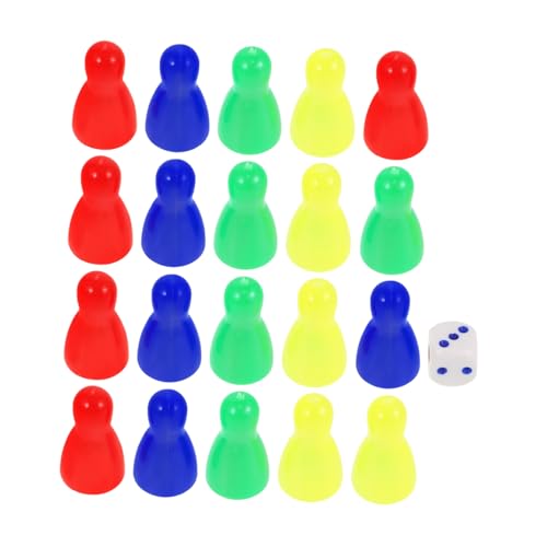 BESPORTBLE 20 Stück Teiliges Bunte Kunststoff Schachfiguren mit Würfel Kleine Spielsteine für Brettspiele Handliche Spielfiguren für Familienspiele und Schachunterricht von BESPORTBLE
