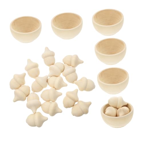 BESPORTBLE 20 Stück Teiliges Holz Sortierset mit Holzschalen Naturbelassenes DIY Bastelset Handliches Lernspielzeug Kreativität und Feinmotorik für Rustikale Dekoration und Pädagogischen von BESPORTBLE