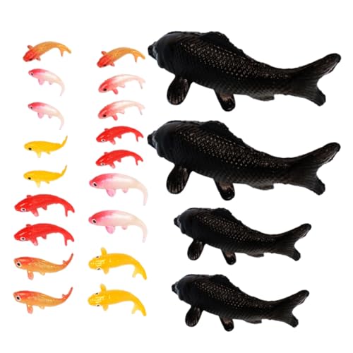 BESPORTBLE 20 Stück Teiliges Mini Koi Fisch aus Resin Realistische Miniatur Goldfisch Figuren in Farben Dekorative Aquarium Deko und Schreibtisch Ornamente für Kleine Landschaften von BESPORTBLE
