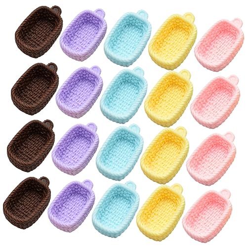 BESPORTBLE 20 Stück Teiliges Mini Korb für Puppenhaus Dekoration Farbenfrohe Spielzeugkörbe aus Resin für Kreative Rollenspiele und Kinderunterhaltung Accessoires für Miniaturhäuser und von BESPORTBLE