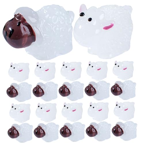 BESPORTBLE 20 Stück Teiliges Mini Schaf Figuren aus Langlebigem Resin Leuchtende Nachtlicht Dekoration für Mini Garten Schreibtisch und Puppenhaus Detailreiche Tierische Skulpturen für Büro von BESPORTBLE