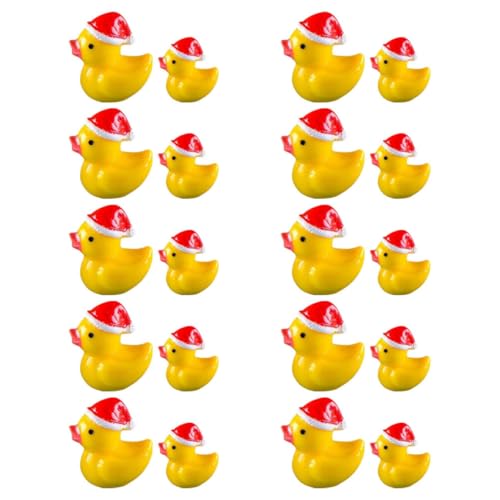 BESPORTBLE 20 Stück Teiliges Mini Weihnachts Ente Figuren aus Harz Miniaturente für Mikrolandschaft und Terrarium Dekoration für Kleine Räume und von BESPORTBLE