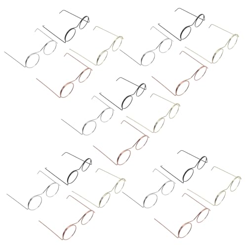 BESPORTBLE 20 Stück Teiliges Miniatur Puppenbrillen Runde Metallfassung Leichte und Langlebige Eyeglasses Props Vielseitiges Puppenzubehör für DIY Bastelprojekte und Dollhouse Dekoration von BESPORTBLE