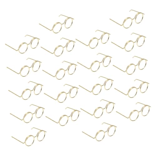 BESPORTBLE 20 Stück Teiliges Puppenbrillen aus Metall ohne Gläser Linsenlose Runde Brillenrahmen als Puppenzubehör für Dollhouse Kreative Dress Up Accessoires für Verschiedene Puppenmodelle von BESPORTBLE