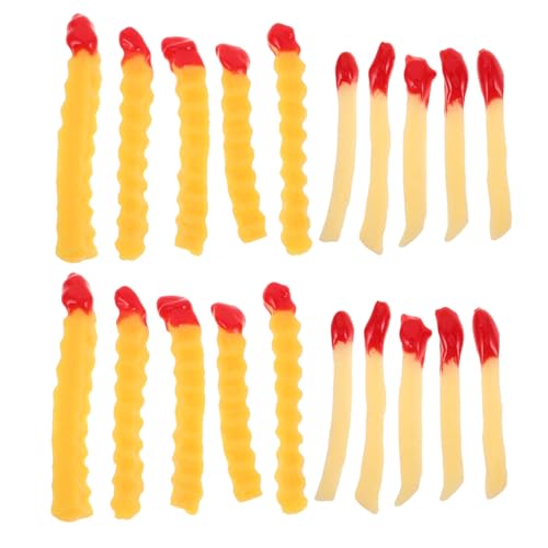 BESPORTBLE 20 Stück Teiliges Simulierte Pommes Frites PVC Ketchup Wellenförmig Kunstlebensmittel Koch Rollenspiel Dekoration Restaurant Fensterdisplay von BESPORTBLE