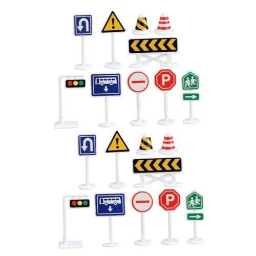 BESPORTBLE 20 Stück Teiliges Verkehrszeichen für Realistische Straßen und Verkehrsschilder aus Kunststoff Pädagogisches Lernspielzeug für Sandtischspiel Geburtstags von BESPORTBLE