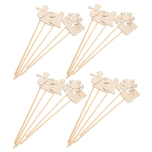 BESPORTBLE 20 Stück Teiliges Weihnachts Zauberstäbe aus Holz zum Bemalen Leicht und Blanko mit Schneeflocken Weihnachtsbaum Schneemann und Engelsmotiven DIY für Mädchen Geburtstag und Party von BESPORTBLE