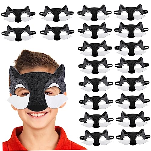 BESPORTBLE 20 Stück Teiliges Wolf Cosplay Maske aus Filz Leichte Halbe Tiergesichtsmasken für Halloween Fasching Maskerade Geeignet für Jungen und Mädchen Elastisch Atmungsaktiv und Bequem von BESPORTBLE
