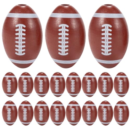 BESPORTBLE 20Stücke Hölzerne Rugby Für DIY Schmuck Sportperlen Für Armbänder Lose Für Kreative Bastelprojekte Für Halsketten Und Ohrringe Aus Robustem Holzmaterial von BESPORTBLE