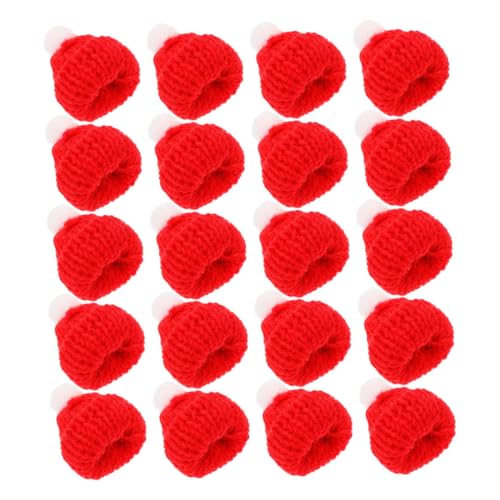 BESPORTBLE 20Stücke Mini Weihnachtsmützen DIY Bastelbedarf Rote Strickmützen Für Puppen Mini Hüte Zum Basteln Weihnachtsdeko Kreative Bastelornamente Für Festliche Anlässe von BESPORTBLE