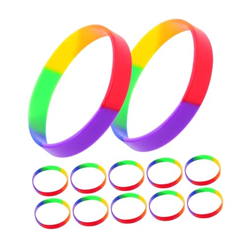 BESPORTBLE 20Stücke Silikon Armbänder Leuchtenden Regenbogenfarben Zubehör für Lgbt Pride Events und Festivals Fördert Inklusivität von BESPORTBLE