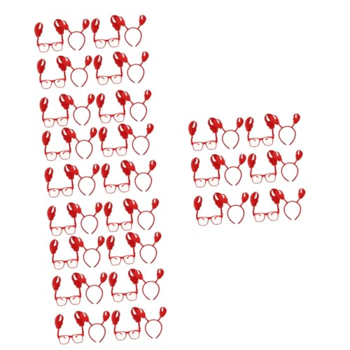 BESPORTBLE 24 Sätze - Bands Kostüm Krabbenhaarzubehör Krabbengläser Stirnband Stirnbänder Für Palmenfreunde Halloween Haarbänder Krabben-party-dekorationen Rot Vlies von BESPORTBLE