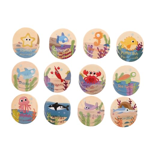 BESPORTBLE 24 Stück Marine Animal Memory Chess kleine Meerestierfiguren für Meerestiere Wal Spielzeugtiere Beluga-Wal- Kinderfiguren Holz Khaki von BESPORTBLE