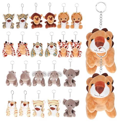 BESPORTBLE 24 Stück Mini Plüsch Schlüsselanhänger Niedliche Tierchen als Taschen Accessoires für Kinderpartys Mit Robustem Schlüsselring Kawaii Design Verschiedene Tierarten von BESPORTBLE