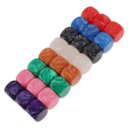 BESPORTBLE 24 Stück Teiliges Acryl Würfel mit Sechs Seiten Glatter Oberfläche und Abgerundeten Ecken Beschreibbare DIY Spielwürfel für Party und Bildung Farbige Leichte Würfel zum von BESPORTBLE