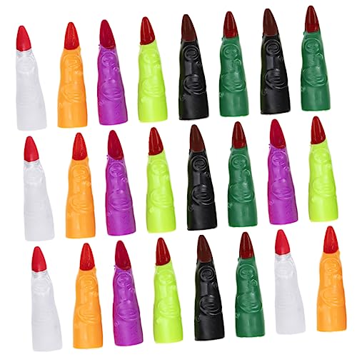 BESPORTBLE 24 Stück Teiliges Halloween Hexenfinger Bunte Bequeme Fake Fingernägel für Horror Deko Cosplay Grusel Partys und Zaubertricks Passend für Erwachsene von BESPORTBLE