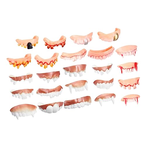 BESPORTBLE 24 Stück Teiliges Lustige Halloween Fake Teeth Gruselige Vampir und Zombie Zähne Wiederverwendbare Party Requisiten für Erwachsene für Kostüm Bühnenauftritte und Streichspiele von BESPORTBLE