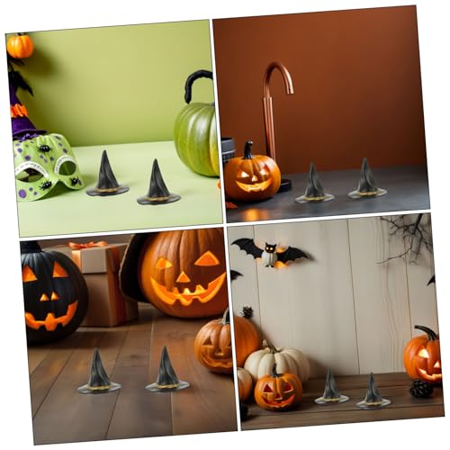 BESPORTBLE 24 Stück Teiliges Mini Hexenhüte Kleine Schwarze Hexenhüte für Halloween Puppenhaus Miniaturen DIY Bastelzubehör Weinflaschen-Dekoration Miniatur-Zauberer-Accessoires für Party und von BESPORTBLE