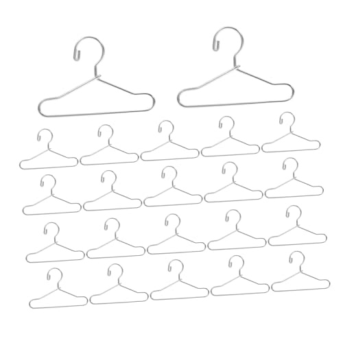 BESPORTBLE 24 Stück Teiliges Mini Kleiderbügel für Puppenkleidung Kleiderbügel Langlebige Mini Wäschebügel für Puppenhäuser und Kleine Figuren Silberfarbene Miniatur Kleiderständer von BESPORTBLE