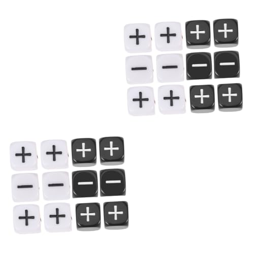 BESPORTBLE 24 Teiliges Würfelset mit Plus und Minuszeichen Große Schwarze und Weiße Seitige Rechenzeichenwürfel aus Acryl Langlebig Leicht Ausbalanciert für Party Spiel und von BESPORTBLE