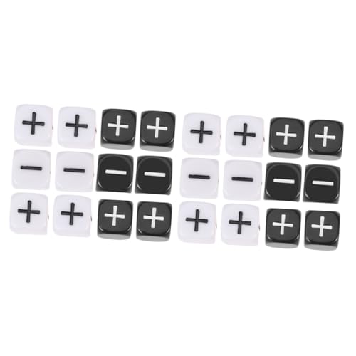 BESPORTBLE 24 Teiliges Würfelspiel mit Plus und Minuszeichen Seitige Acrylwürfel in Schwarz und Weiß Großes Design für Einfache Lesbarkeit Robustes für Party und Brettspiele von BESPORTBLE